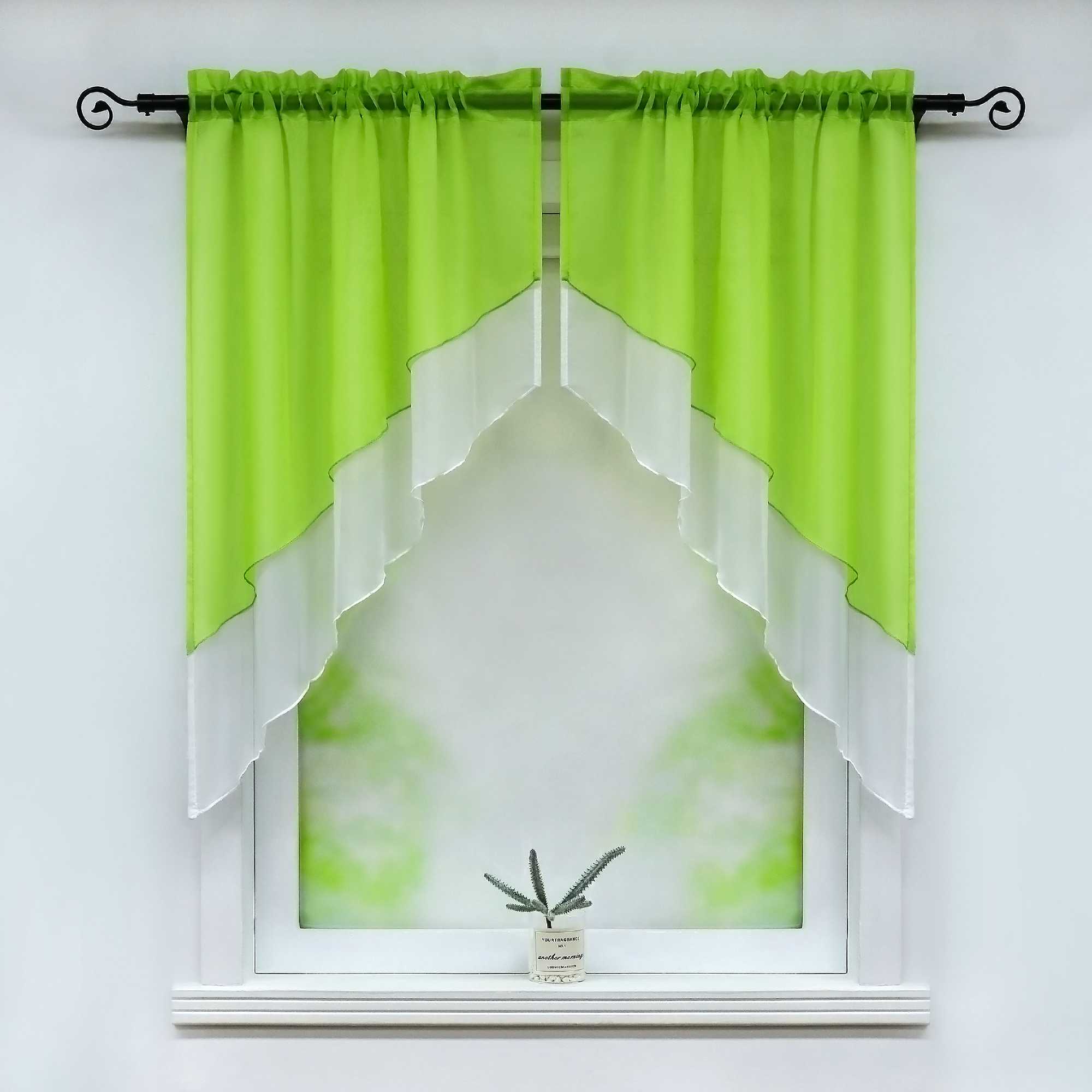 Two-Tone Cafe Curtain with Valances - Set of 2