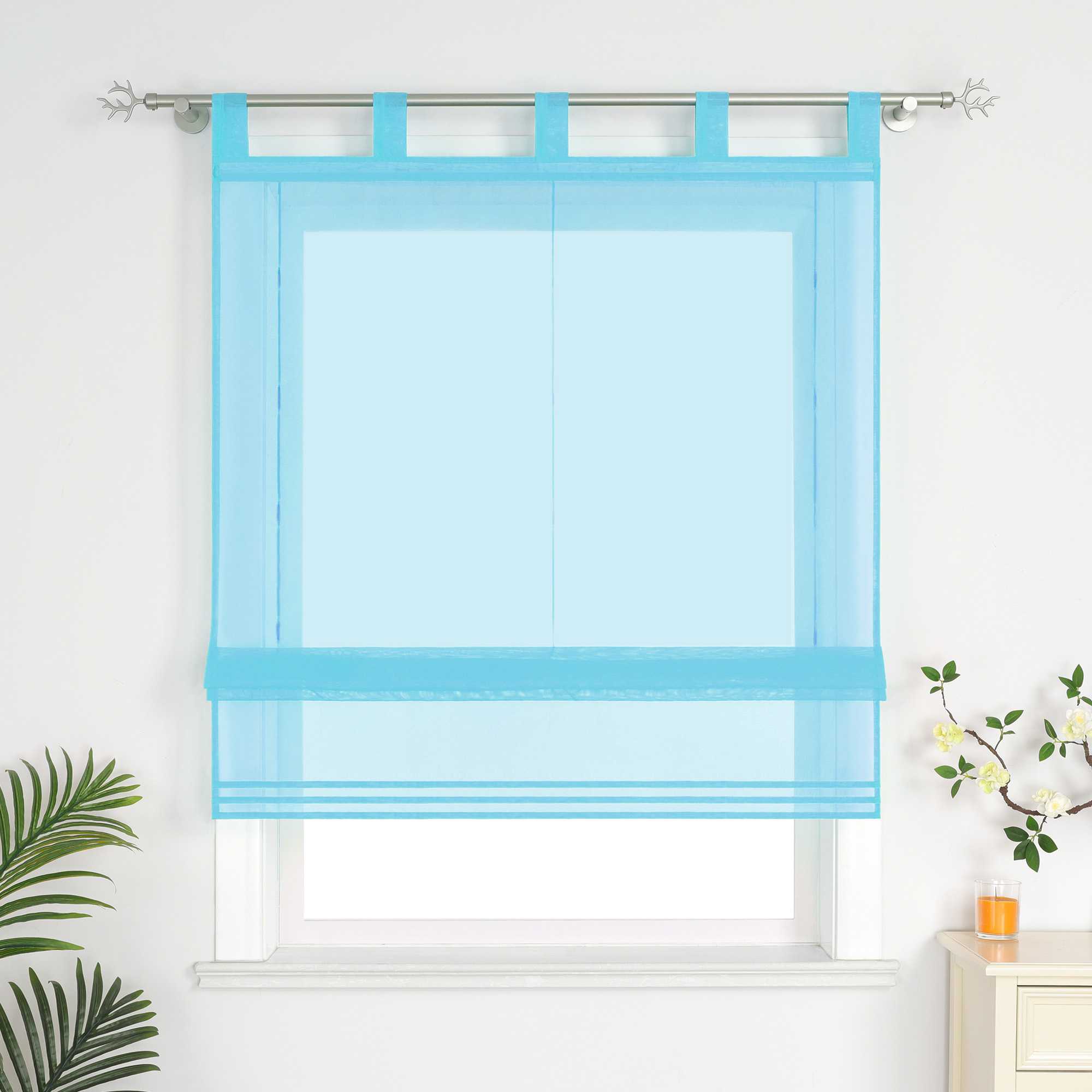 Roman Shade Solid Color Semi-Sheer Minimalist 1 Piece