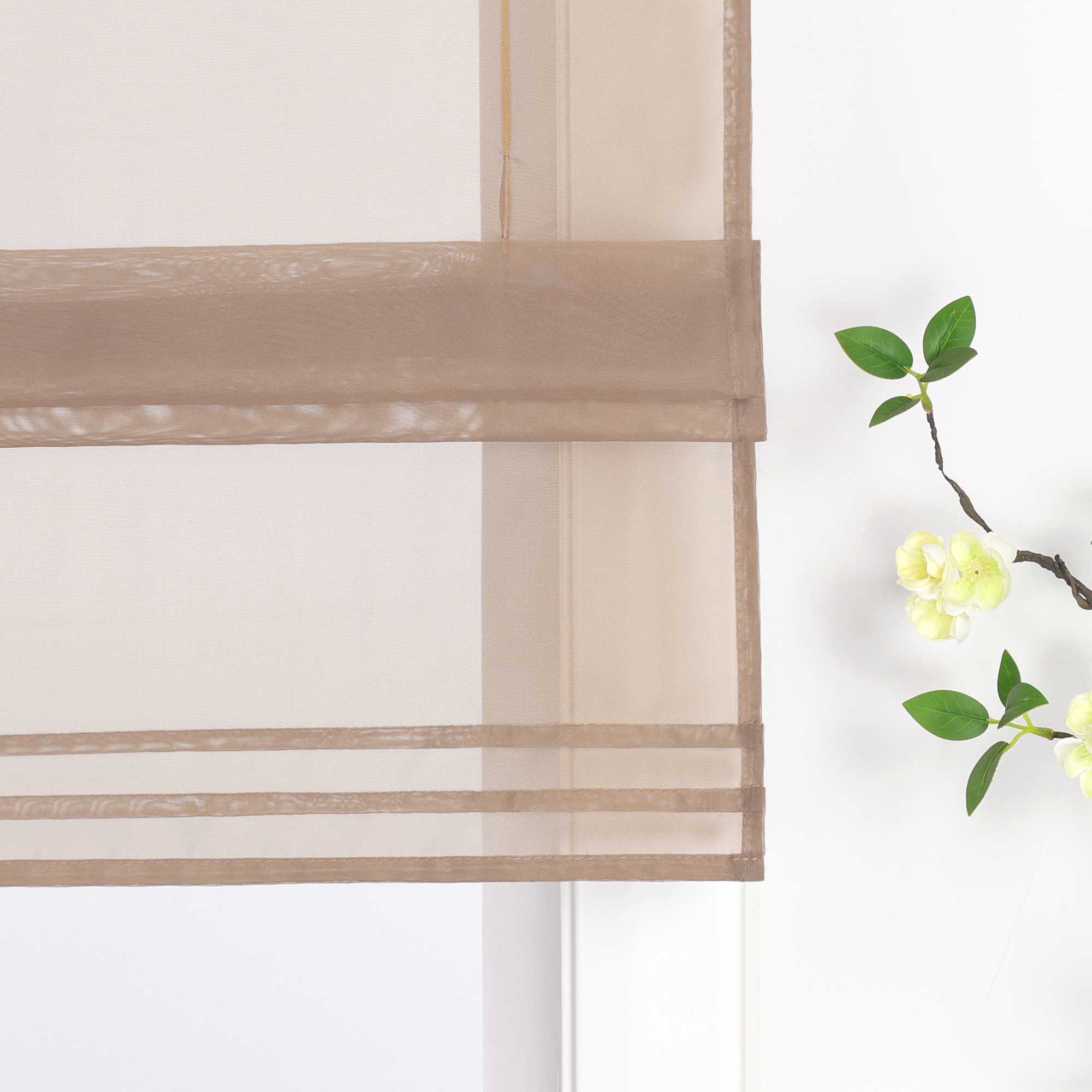 Roman Shade Solid Color Semi-Sheer Minimalist 1 Piece - Gray, Tab-Top Curtain