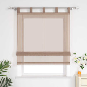 Roman Shade Solid Color Semi-Sheer Minimalist 1 Piece - Gray, Tab-Top Curtain