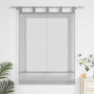 Roman Shade Solid Color Semi-Sheer Minimalist 1 Piece - Blue, Tab-Top Curtain
