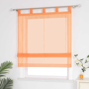 Roman Shade Solid Color Semi-Sheer Minimalist 1 Piece - Brown, Tab-Top Curtain