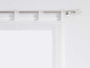 Roman Shade Solid Color Semi-Sheer Minimalist 1 Piece - White, Tab-Top Curtain