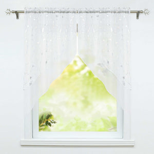 Cafe Curtain Double-Layer with Silver Textured Print Set of 2 - White, W x H 80 x 80cm
