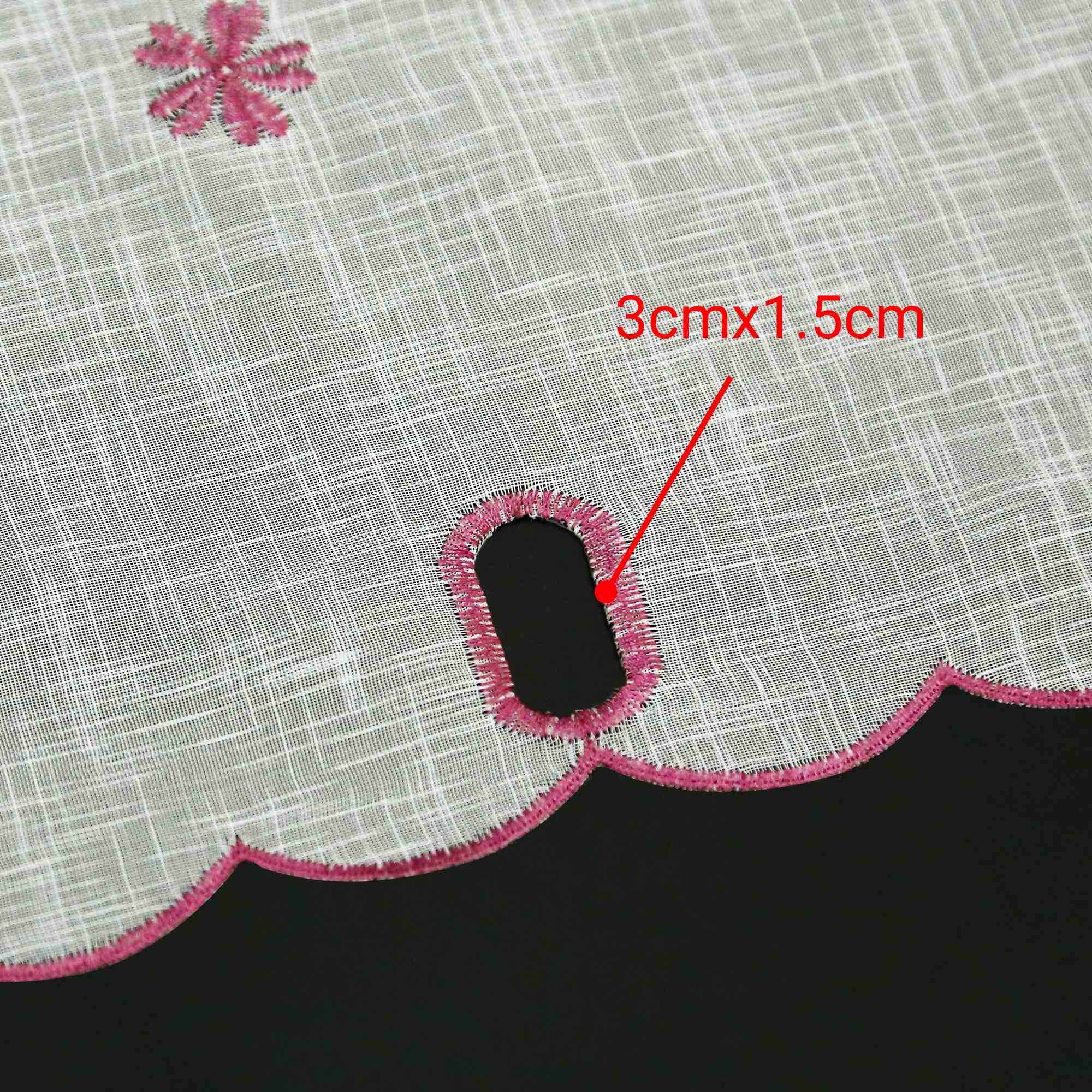 Cafe Curtain with Floral Pattern Embroidery in Country Style - Gray, H x W 45 x 90cm