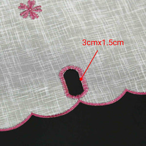 Cafe Curtain with Floral Pattern Embroidery in Country Style - Gray, H x W 45 x 90cm