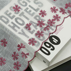 Cafe Curtain with Floral Pattern Embroidery in Country Style - Gray, H x W 60 x 120cm