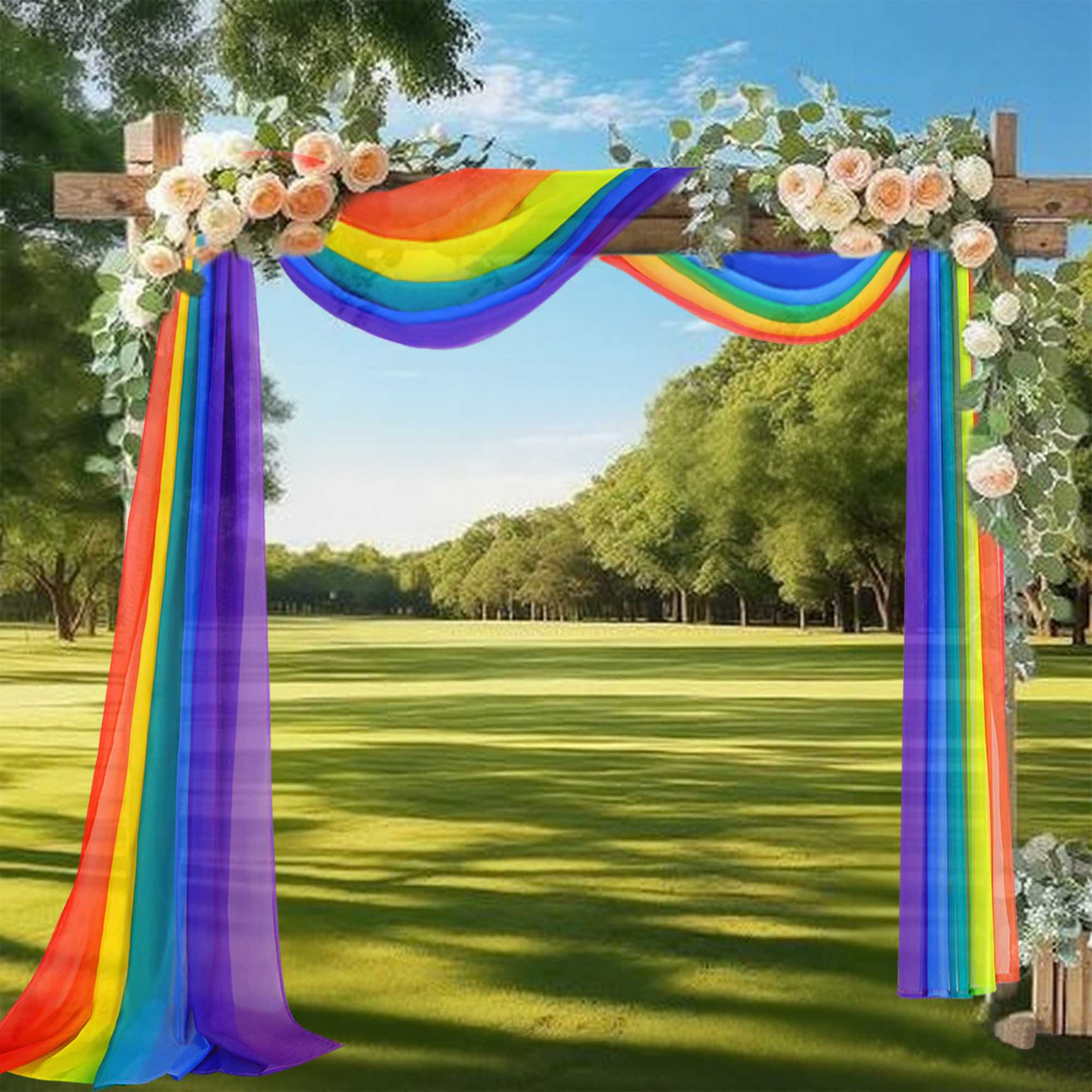 Voile Curtain in Rainbow Colors - Rainbow, W x H 140 x 400cm