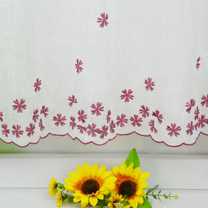 Cafe Curtain with Floral Pattern Embroidery in Country Style - Gray, H x W 45 x 120cm