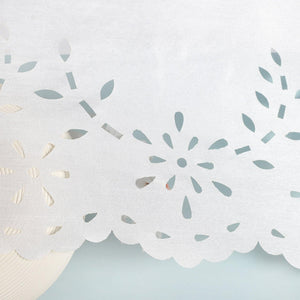 Short Voile Cafe Curtain with Openwork Pattern - White, H x W 60 x 120cm
