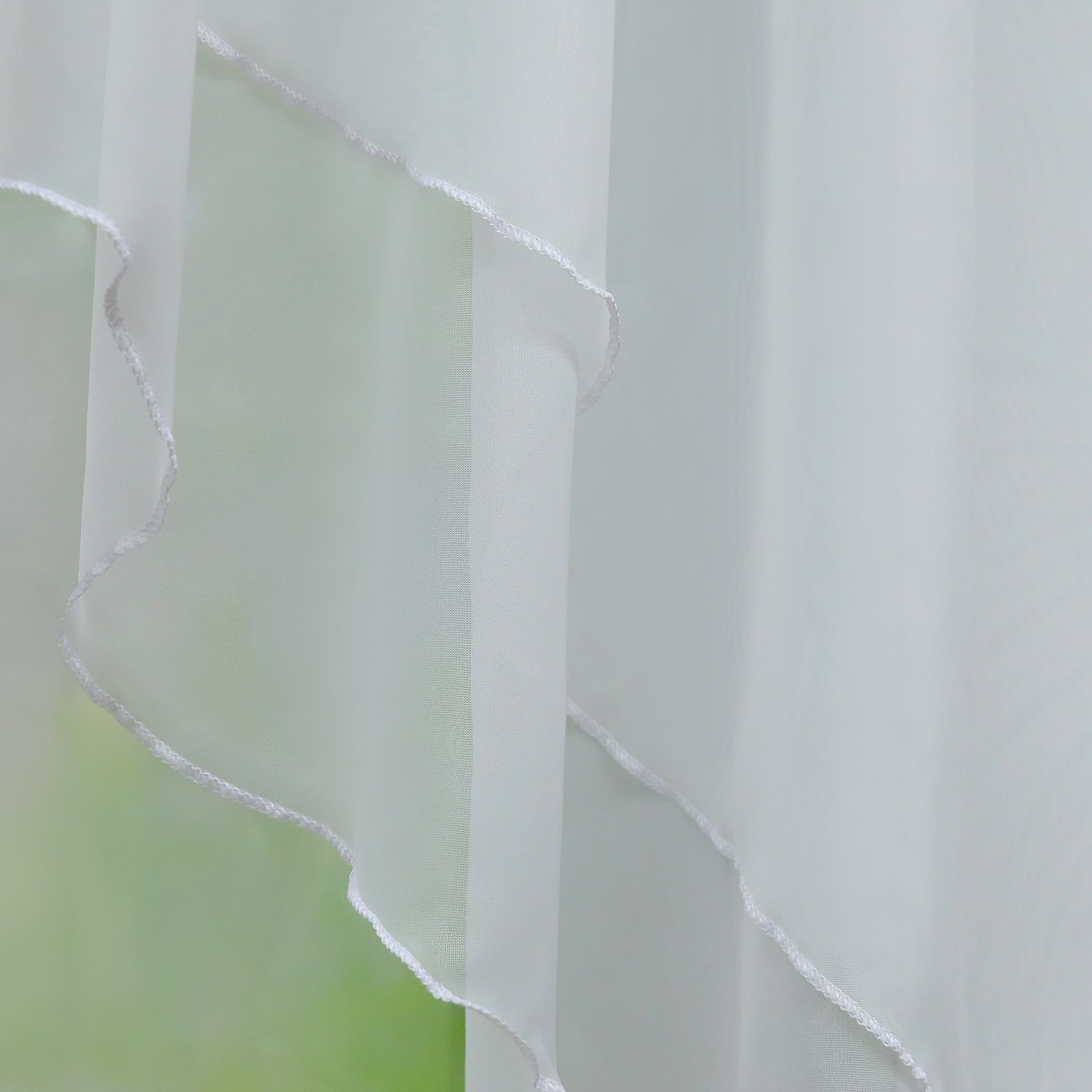 Two-Tone Cafe Curtain with Valances - Set of 2 - White, W x H 120 x 145cm