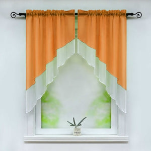 Two-Tone Cafe Curtain with Valances - Set of 2 - Pink, W x H 80 x 80cm