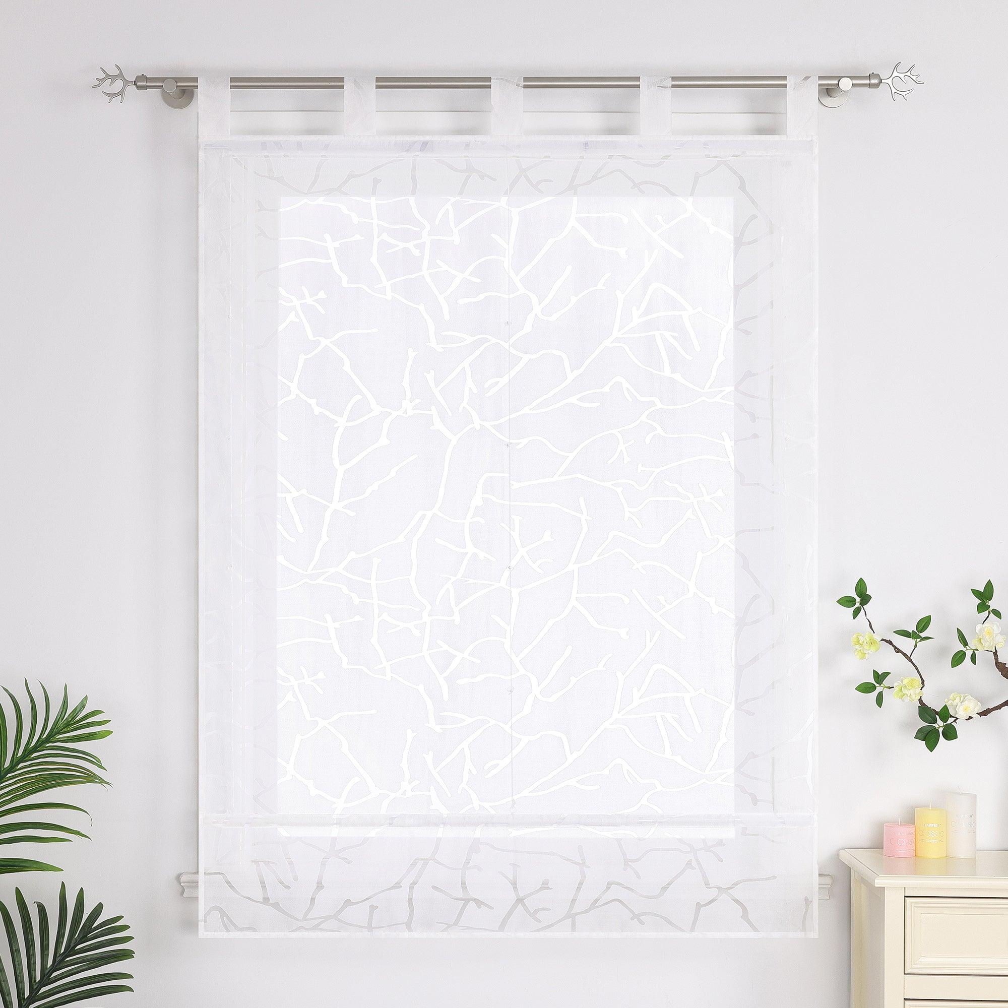 Roman Shade Semi-Sheer with Striped Pattern and Decorative Folds Solid Color 1 Piece - White, W x H 80 x 140cm