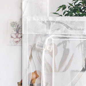 Roman Shade Semi-Sheer with Striped Pattern and Decorative Folds Solid Color 1 Piece