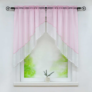Two-Tone Cafe Curtain with Valances - Set of 2 - Gray, W x H 120 x 145cm