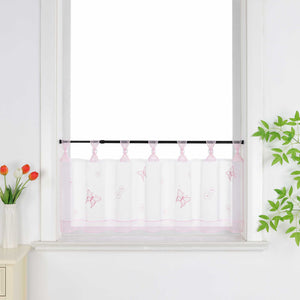 Cafe Curtain with Butterfly Pattern and Beads 1 Piece - Pink, H x W 30 x 90cm