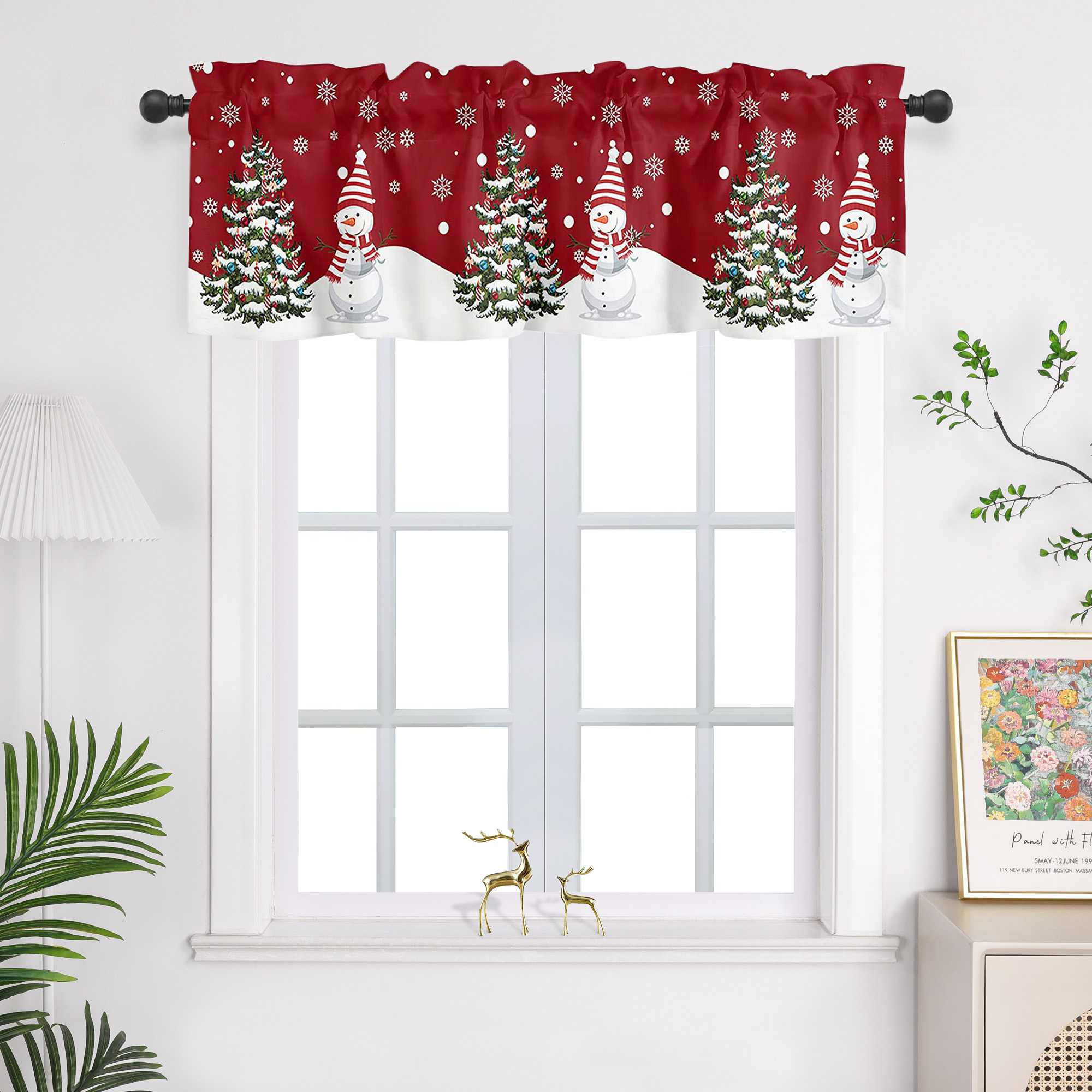Cafe Curtain Christmas - Festive Valance - Blue, H x W 55 x 230cm