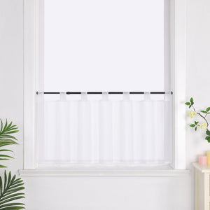 Cafe Curtain Solid Color with Tab-Top Hanging - White, H x W 45 x 90cm