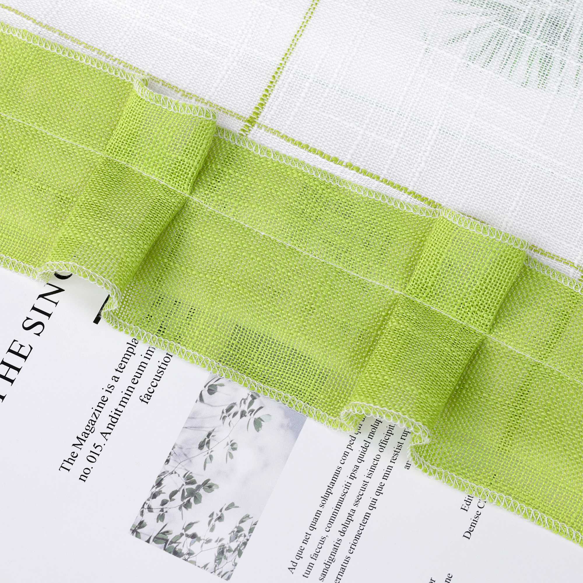 Cafe Curtain in Country Style in Linen-Look Fabric with Bows 1 Piece - Green, W x H 140 x 100cm