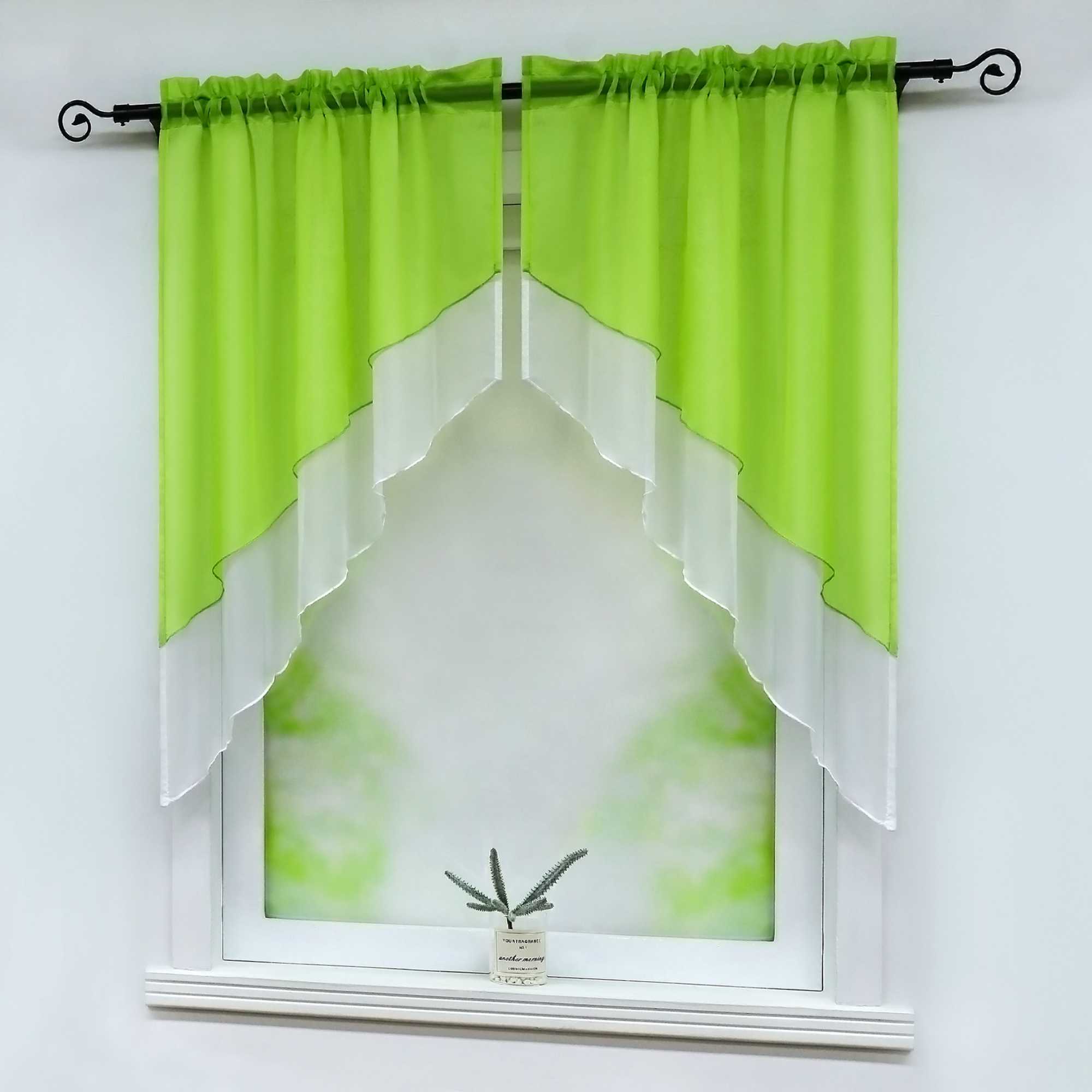 Two-Tone Cafe Curtain with Valances - Set of 2