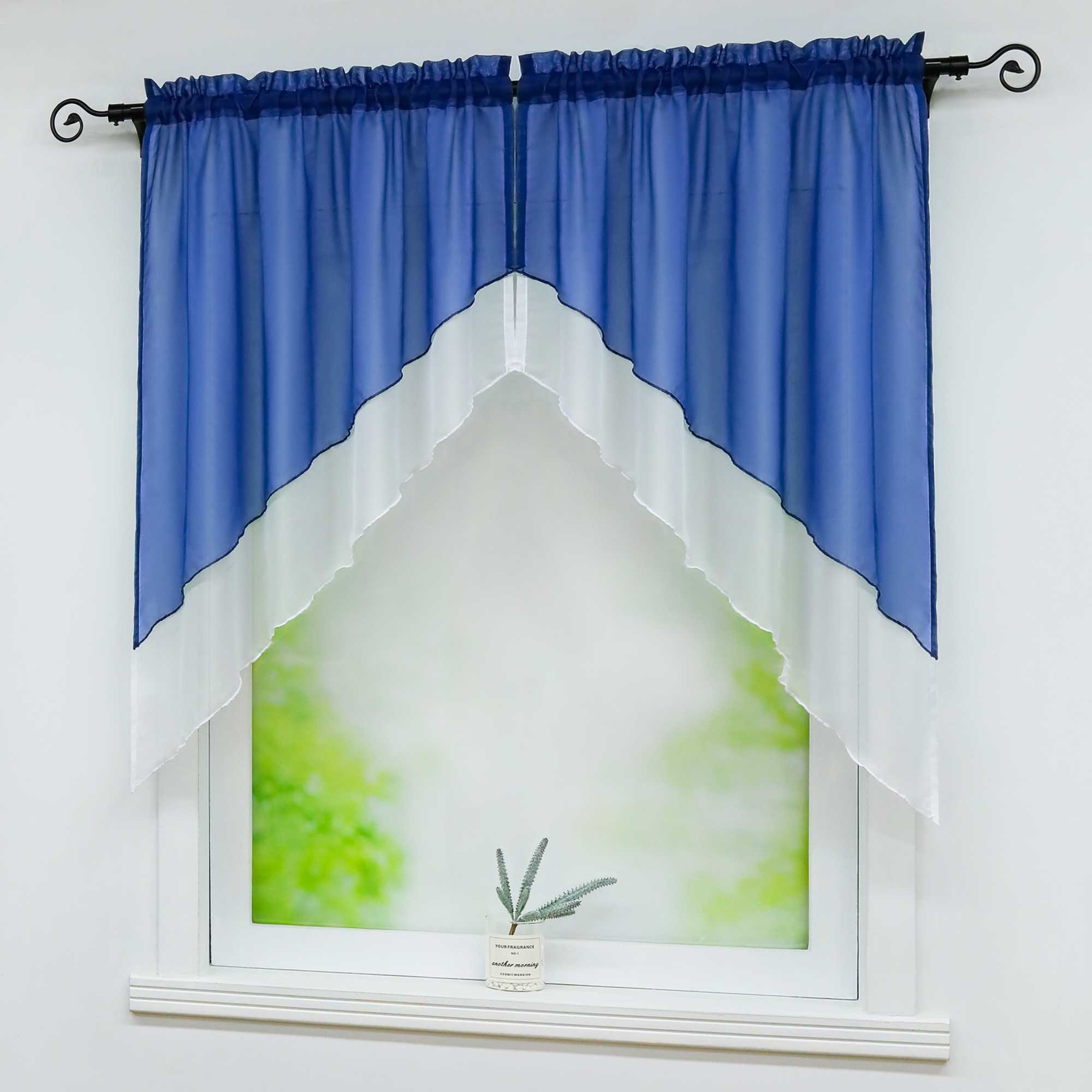 Two-Tone Cafe Curtain with Valances - Set of 2