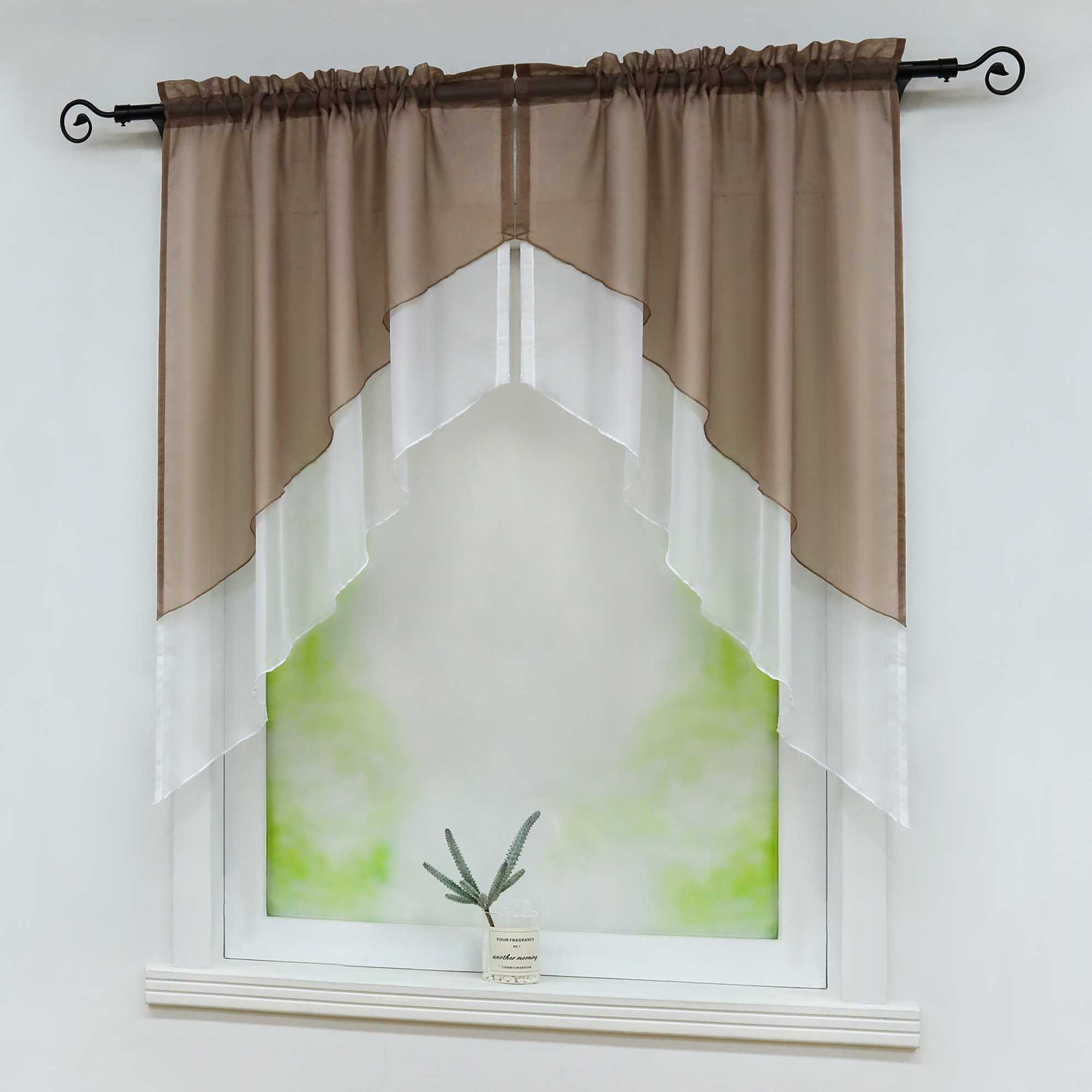 Two-Tone Cafe Curtain with Valances - Set of 2