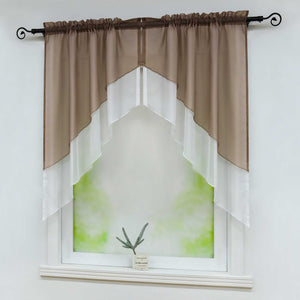 Two-Tone Cafe Curtain with Valances - Set of 2