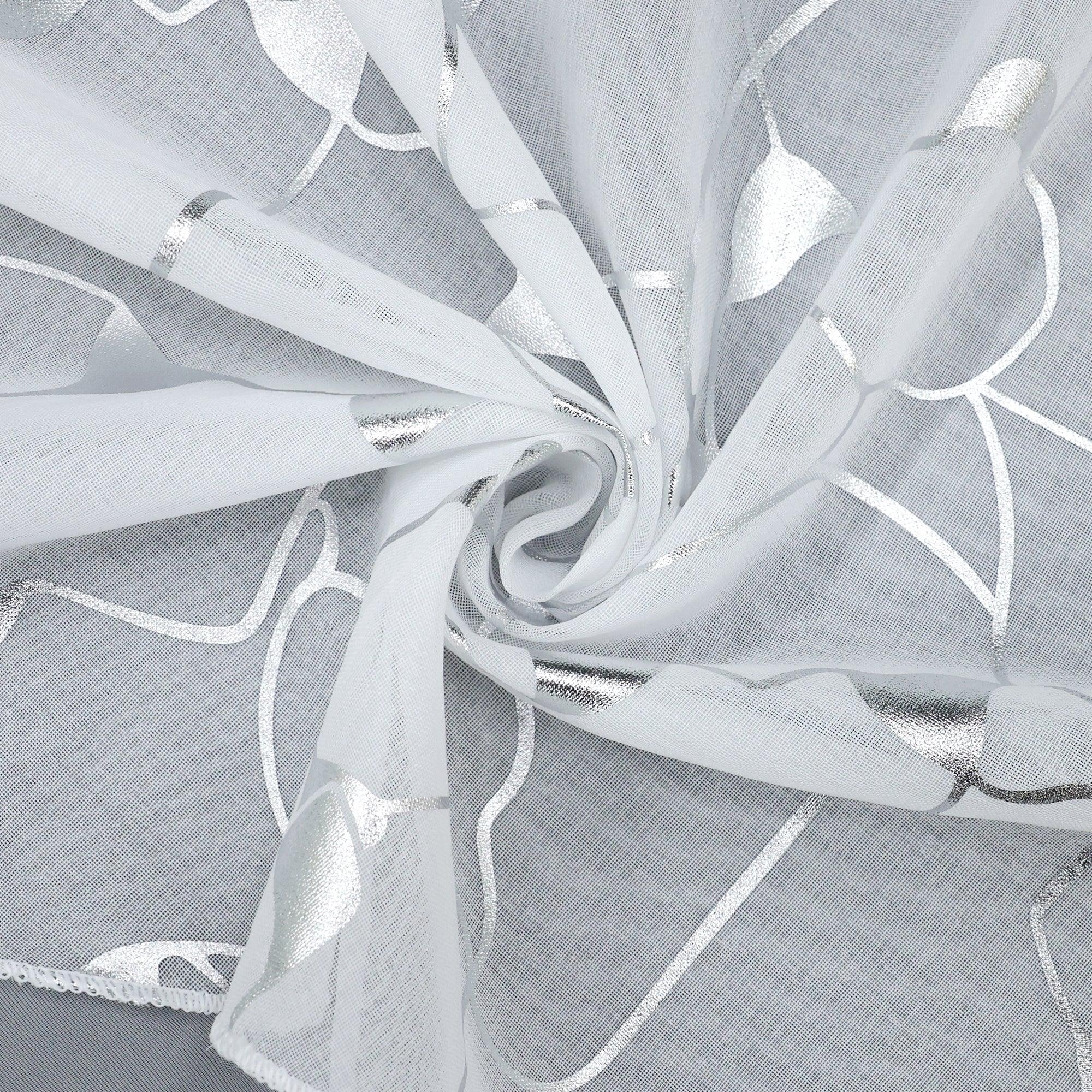 Cafe Curtain Double-Layer with Silver Textured Print Set of 2