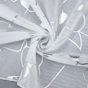 Cafe Curtain Double-Layer with Silver Textured Print Set of 2