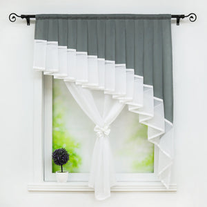 Romantic Curtain with Valance 2-in-1 Design - Gray, W x H 60 x 140cm