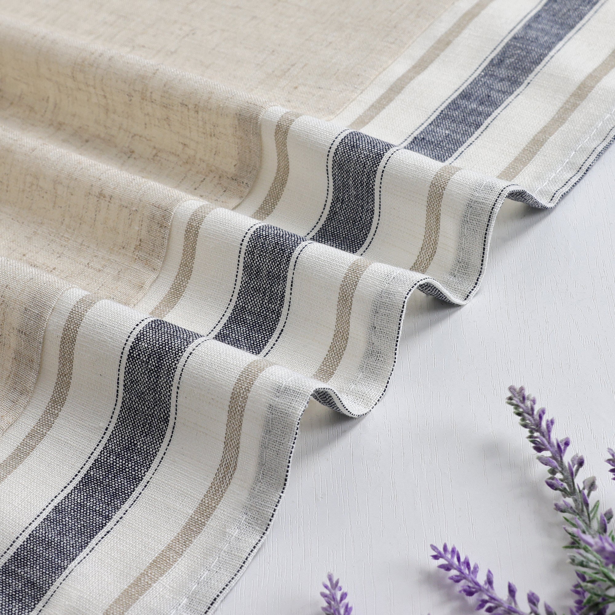 Cafe Curtain Country Style with Stripes Set of 2