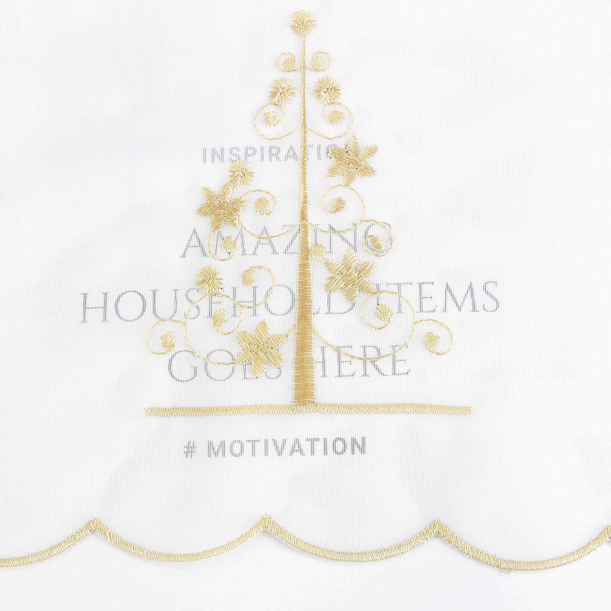 Christmas Cafe Curtain with Deer & Christmas Tree - Red, H x W 45 x 140cm