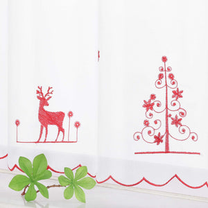 Christmas Cafe Curtain with Deer & Christmas Tree - Gold, H x W 30 x 120cm