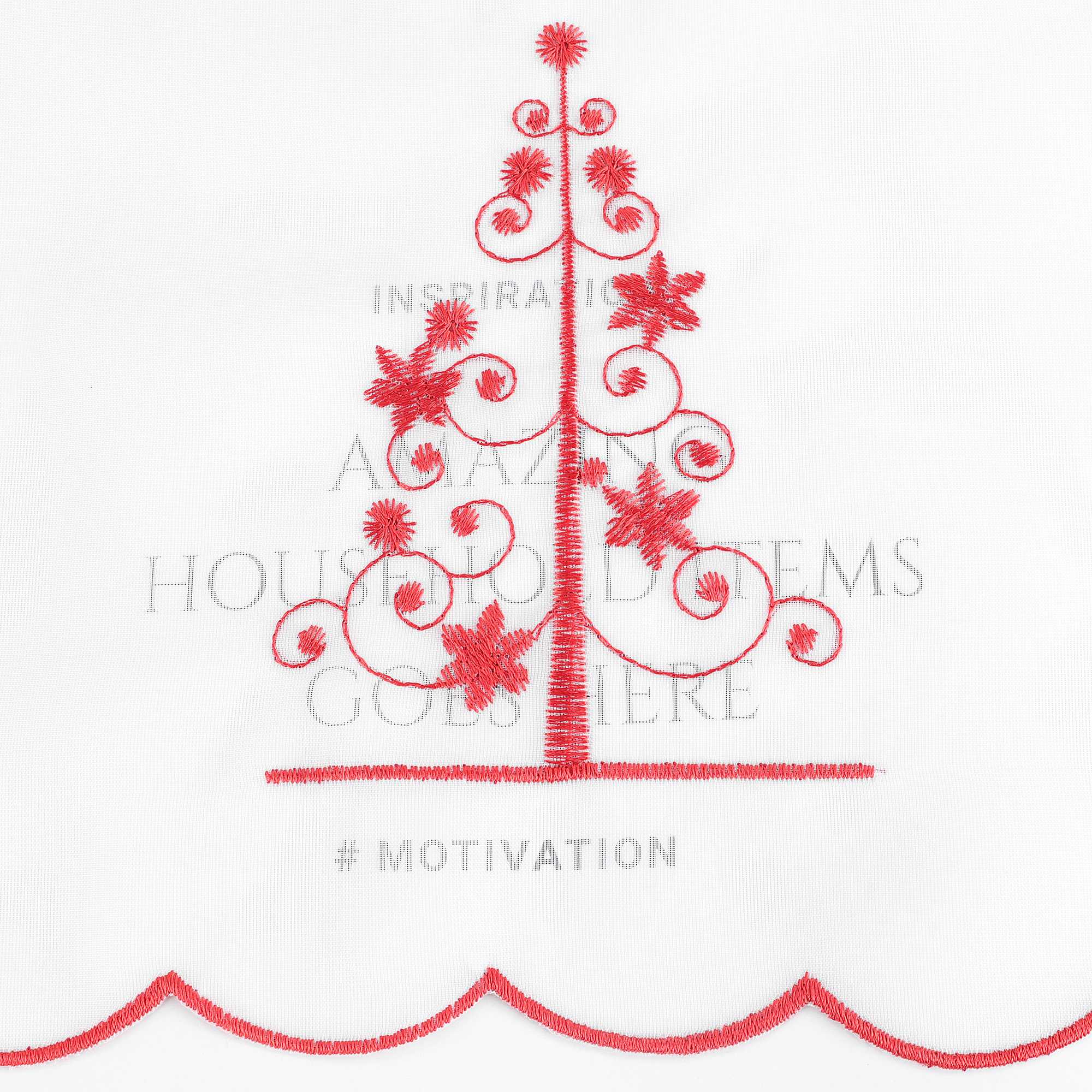 Christmas Cafe Curtain with Deer & Christmas Tree - Gold, H x W 45 x 140cm