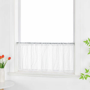 White Cafe Curtain with 3D Dot Pattern - White, H x W 30 x 120cm