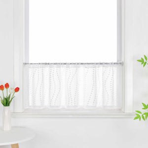 White Cafe Curtain with 3D Dot Pattern - White, H x W 30 x 90cm