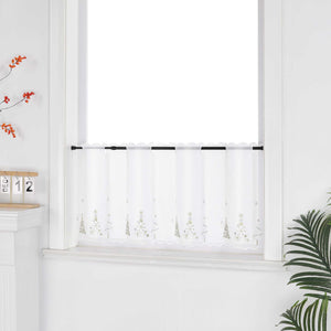 Cafe Curtain Christmas Decor with Gold Fir Trees - gold, H x W 30 x 120cm