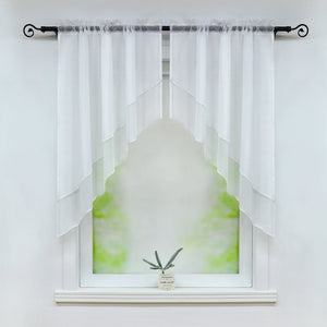Two-Tone Cafe Curtain with Valances - Set of 2 - White, W x H 80 x 80cm