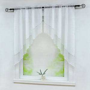 Two-Tone Cafe Curtain with Valances - Set of 2 - White, W x H 90 x 100cm