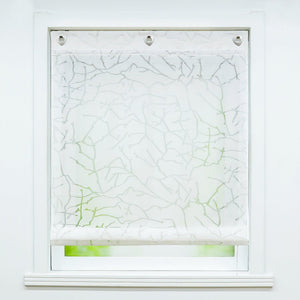 Roman Shade with U-Hooks Sheer Burnout Technique Striped Pattern 1 Piece - White, W x H 80 x 140cm
