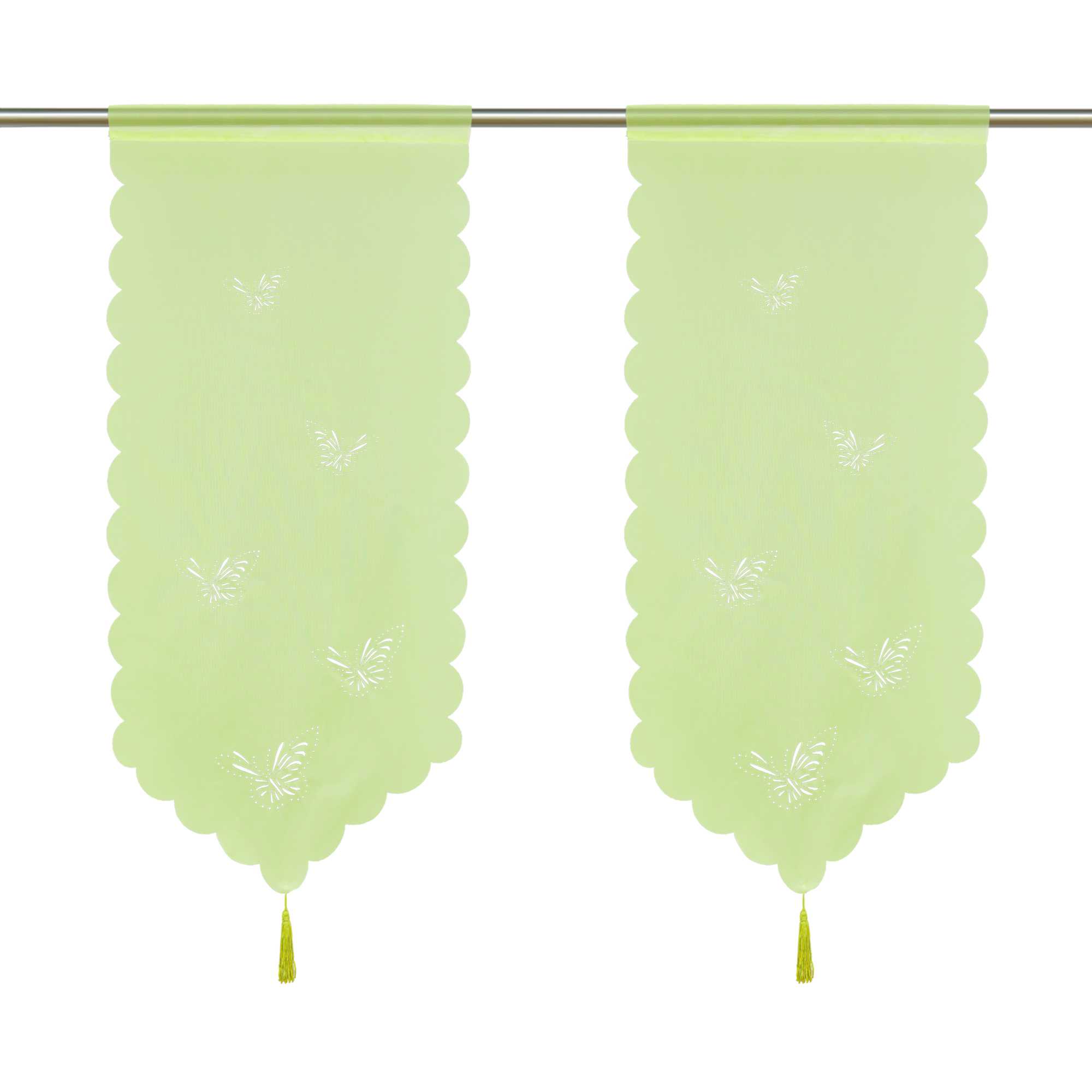 Cafe Curtain with Butterfly Design Triangular Hem 1 Piece - Sand, W x H 60 x 120cm