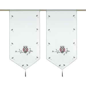 Cafe Curtain with Owls for Small Windows 1 Piece/ Bistro - Gray, W x H 60 x 120cm