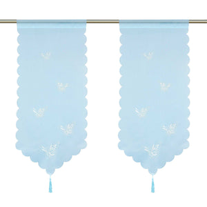 Cafe Curtain with Butterfly Design Triangular Hem 1 Piece - Green, W x H 40 x 90cm