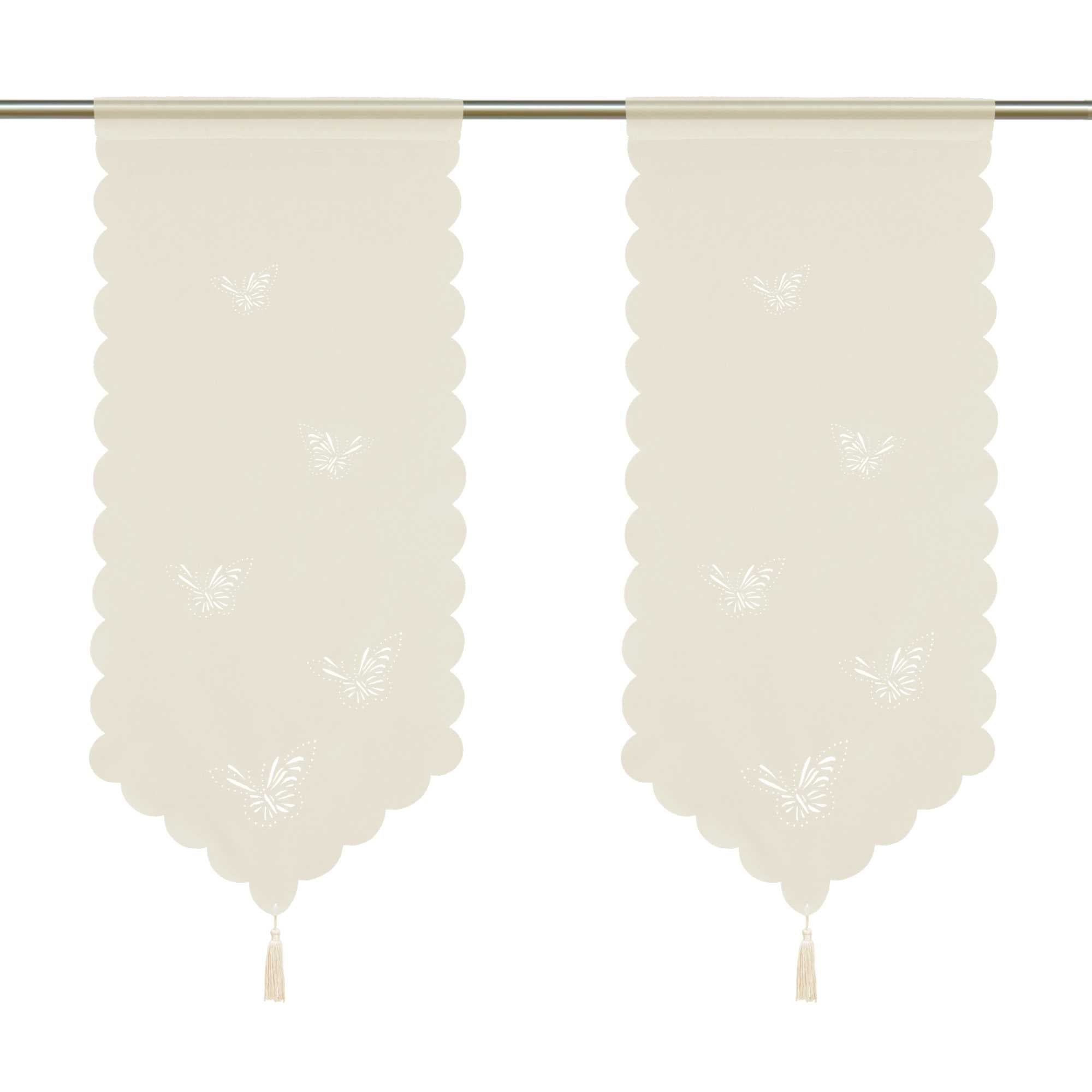Cafe Curtain with Butterfly Design Triangular Hem 1 Piece