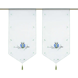 Cafe Curtain with Owls for Small Windows 1 Piece/ Bistro - Green, W x H 40 x 90cm