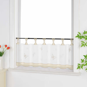 Cafe Curtain with Butterfly Pattern and Beads 1 Piece - Purple, H x W 30 x 120cm