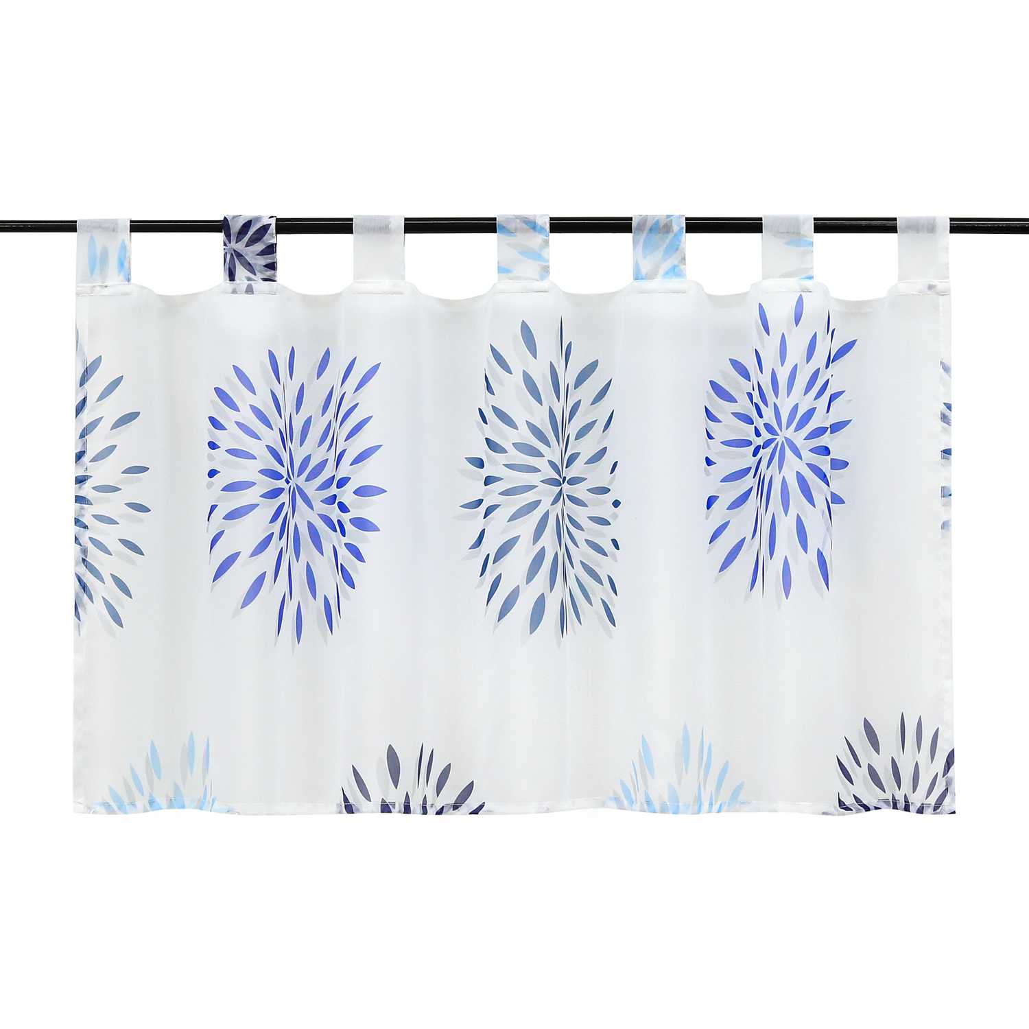 Cafe Curtain with Fireworks Motif - Festive Window Decor - Blue, H x W 45 x 120cm