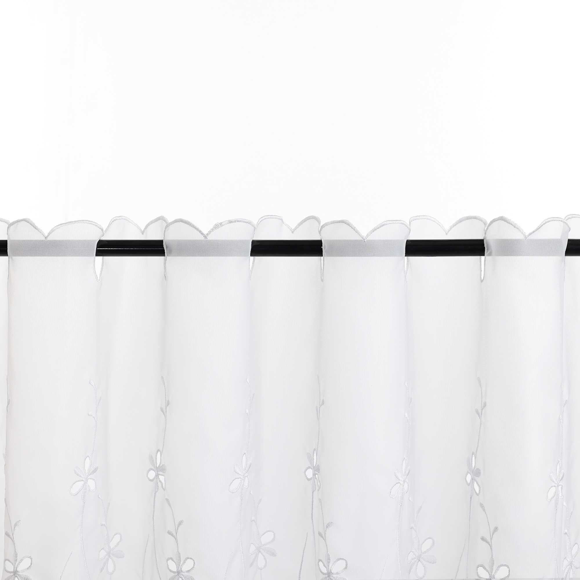 Cafe Curtain Country Style with Floral Pattern - Gray, W x H 120 x 60cm