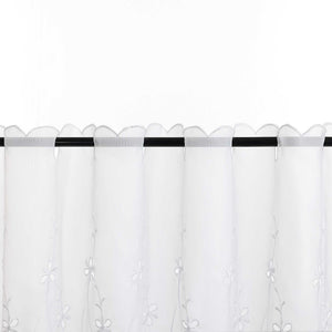 Cafe Curtain Country Style with Floral Pattern - Gray, W x H 120 x 60cm
