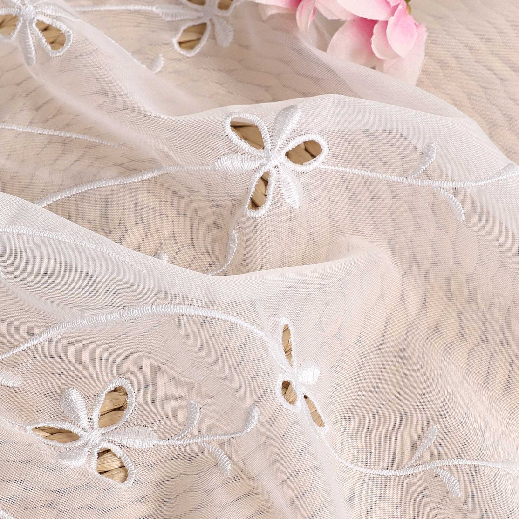 Cafe Curtain Country Style with Floral Pattern - Gray, W x H 140 x 60cm